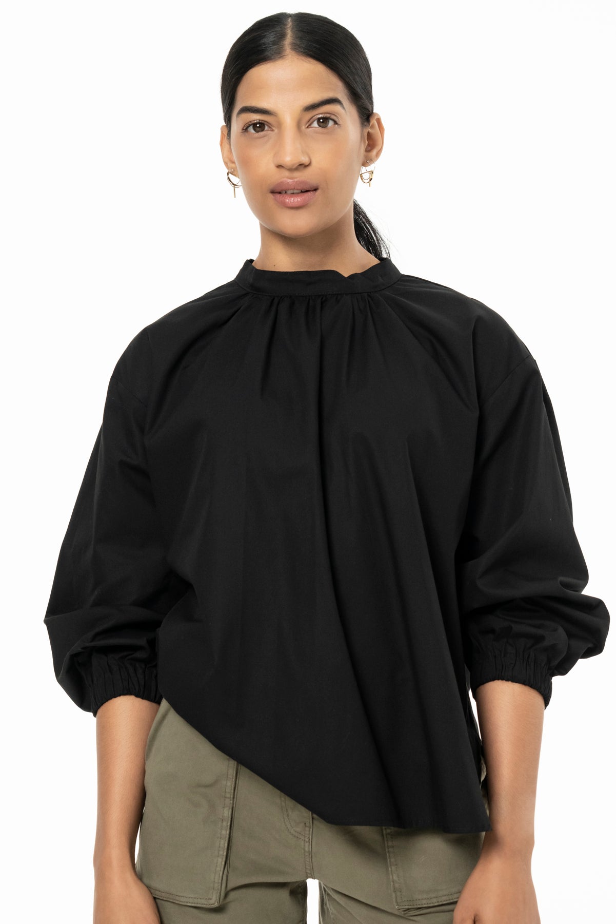 BIBI BLOUSE- COTTON POPLIN -BLACK