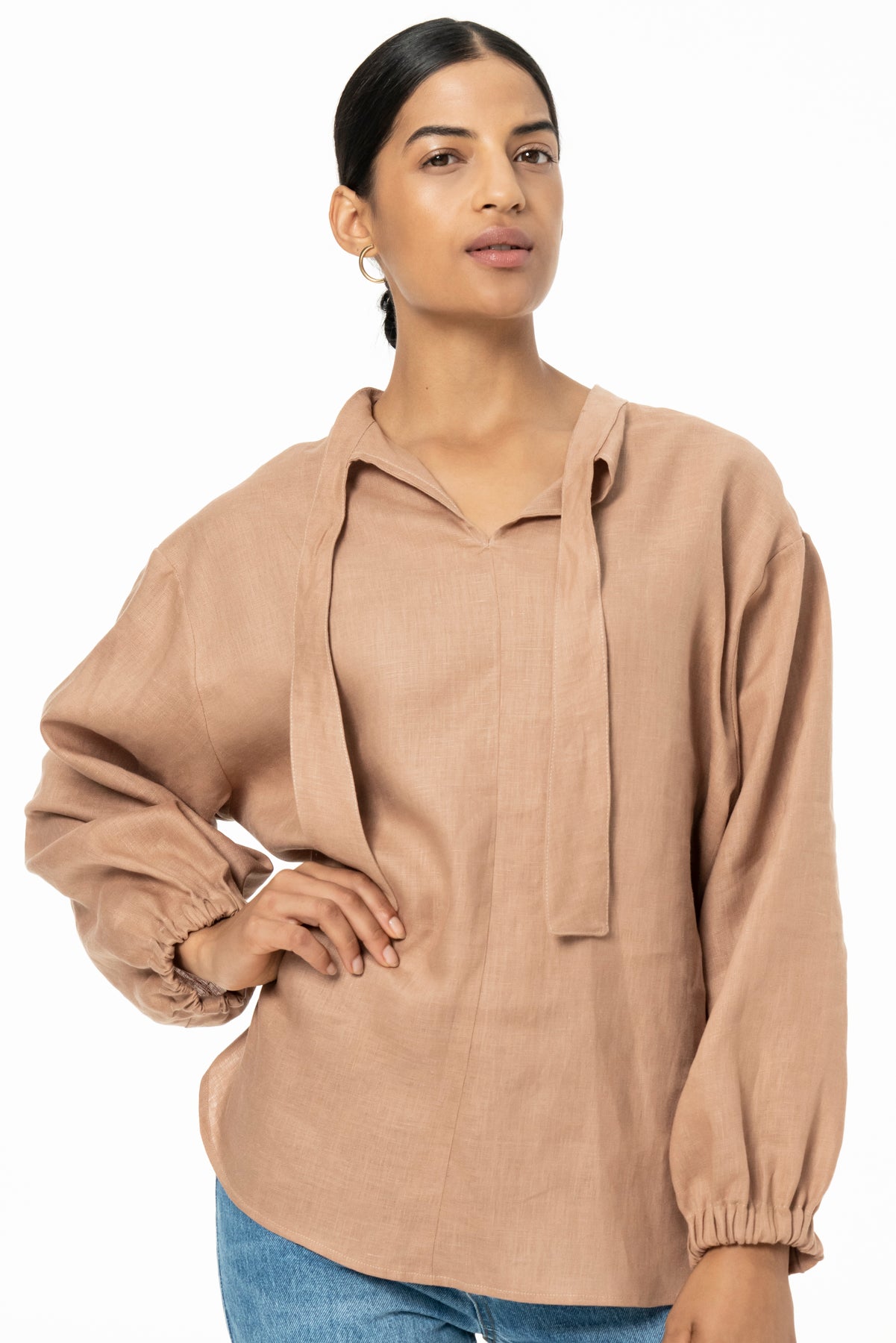 BIBI BLOUSE- LINEN - LATTE