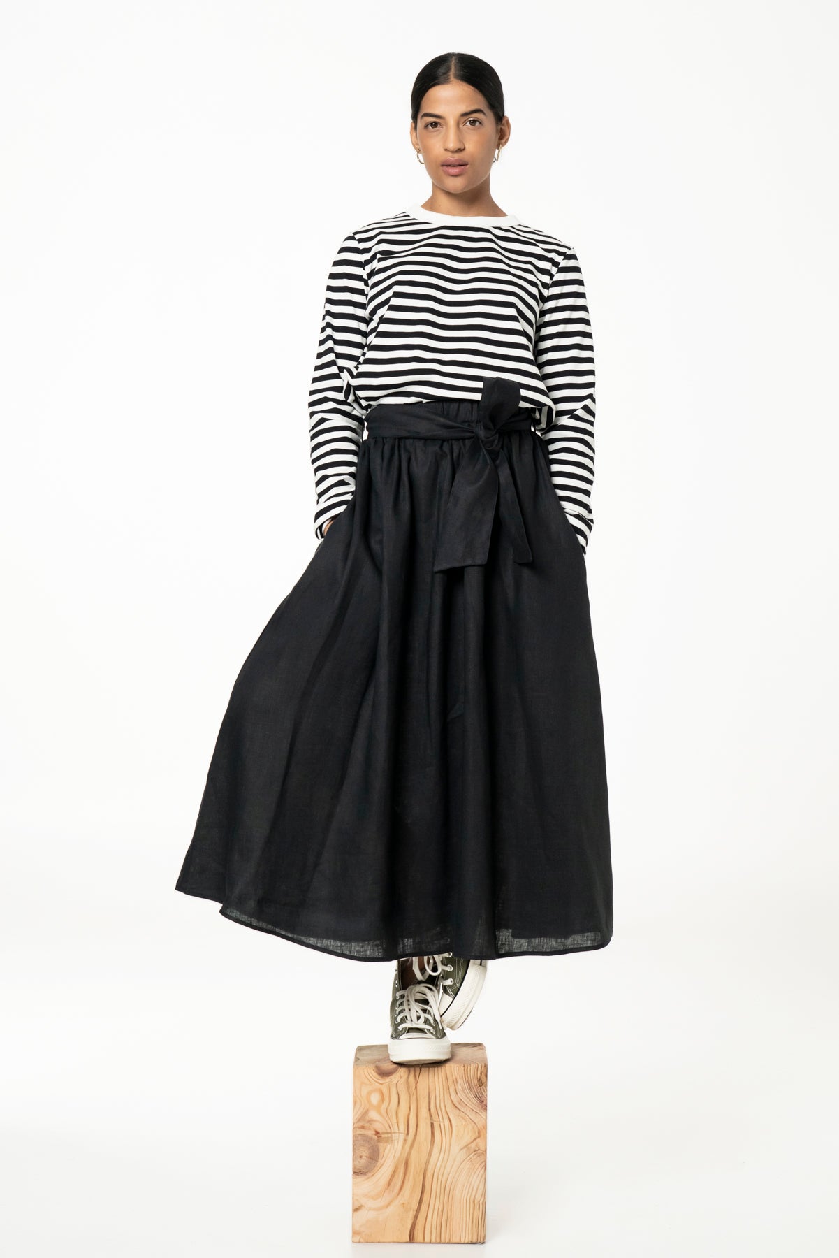 MAYA SKIRT - LINEN - BLACK