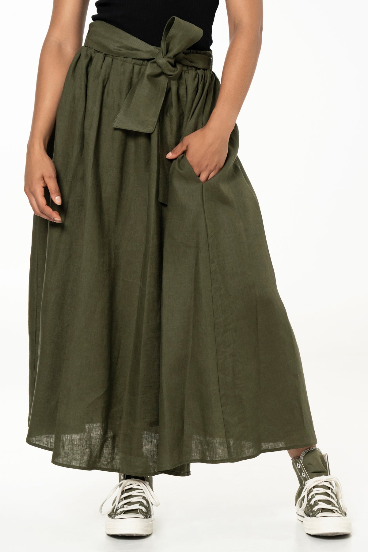 MAYA SKIRT - LINEN -OLIVE