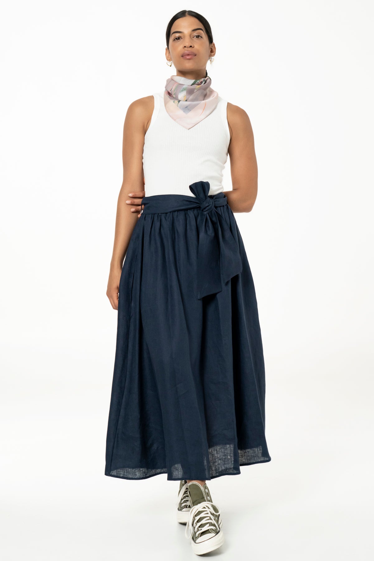 MAYA SKIRT - LINEN - NAVY