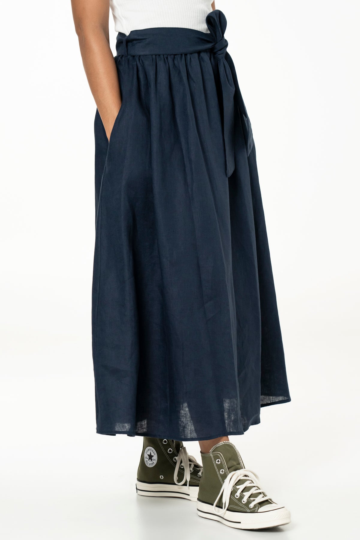MAYA SKIRT - LINEN - NAVY