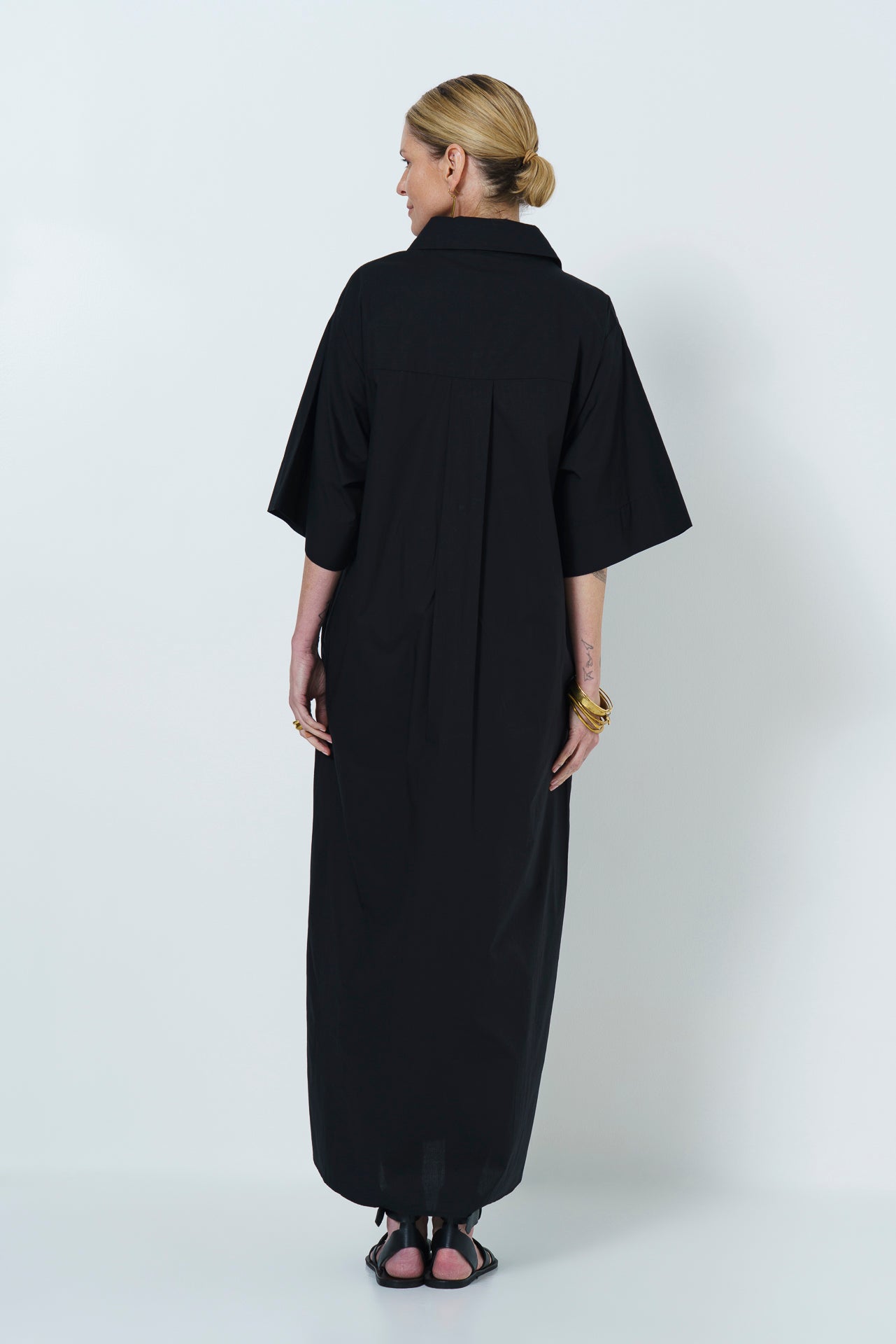 CARINE BUTTON UP DRESS- BLACK