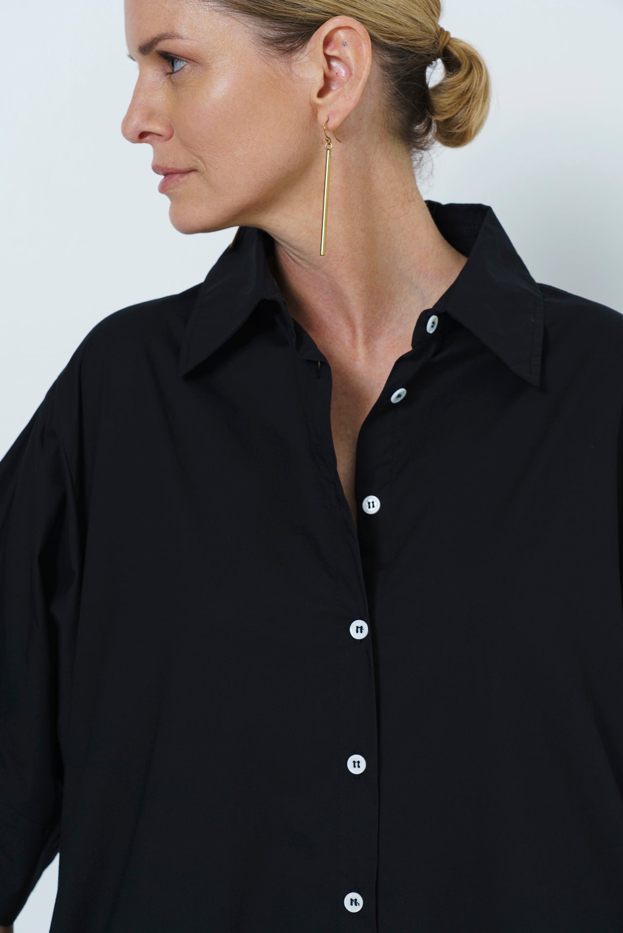 CARINE BUTTON UP DRESS- BLACK