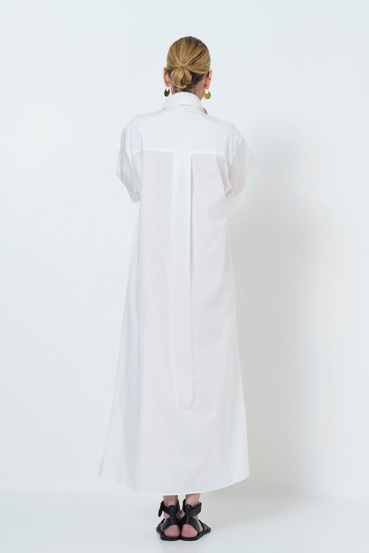 CARINE BUTTON UP DRESS- WHITE