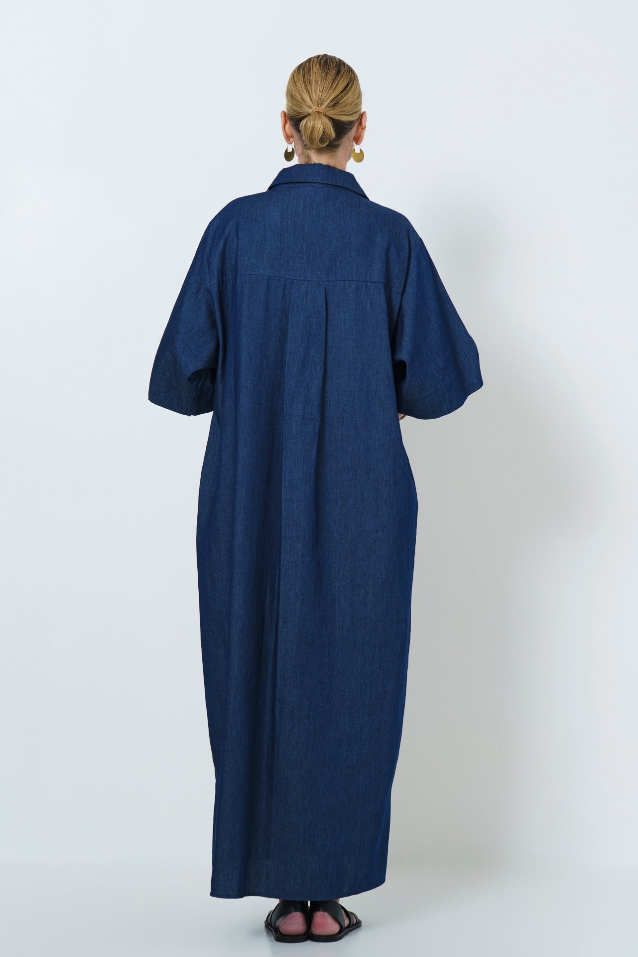 CARINE BUTTON UP DRESS- DENIM