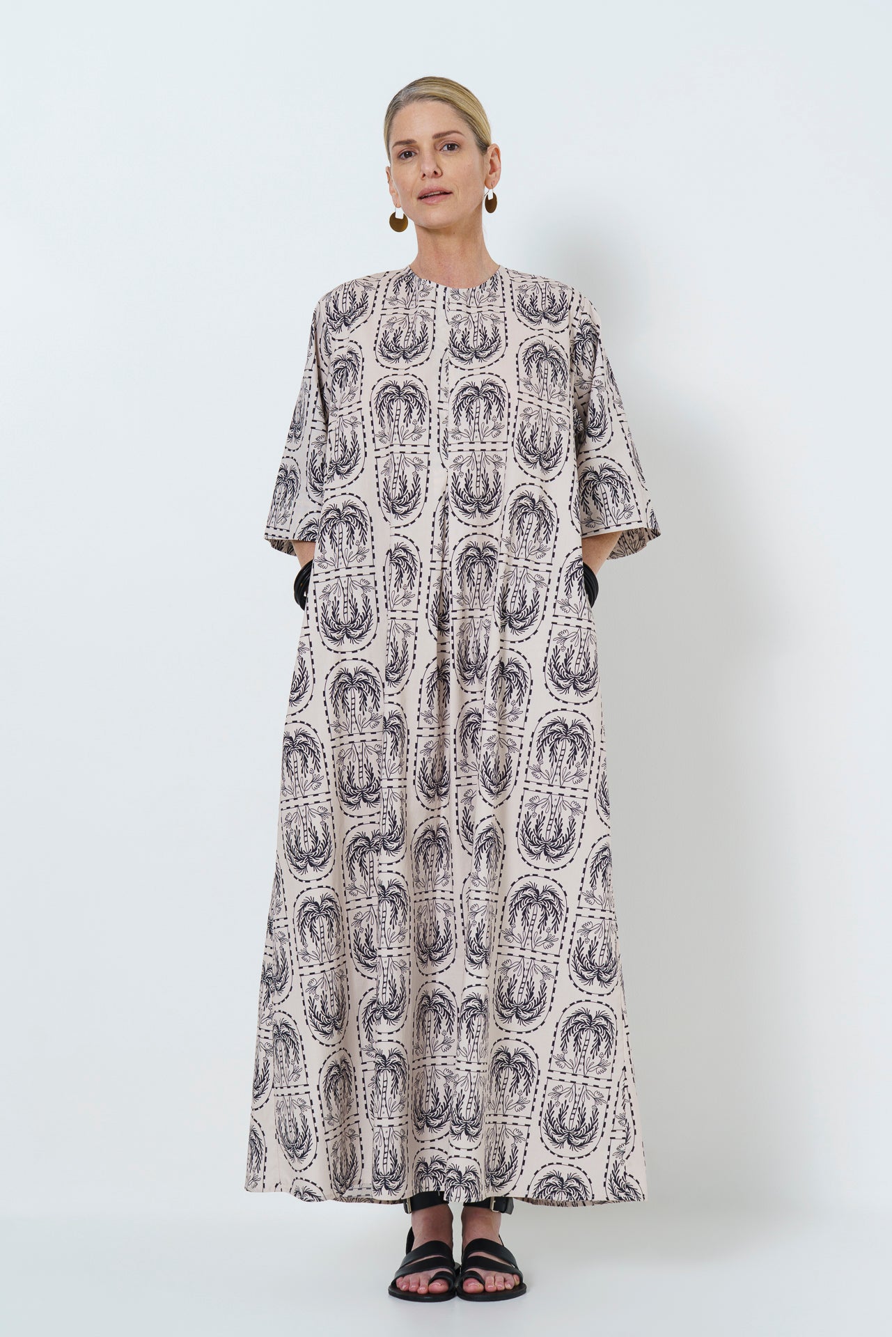 Rene Dress- Palm Print in Cotton