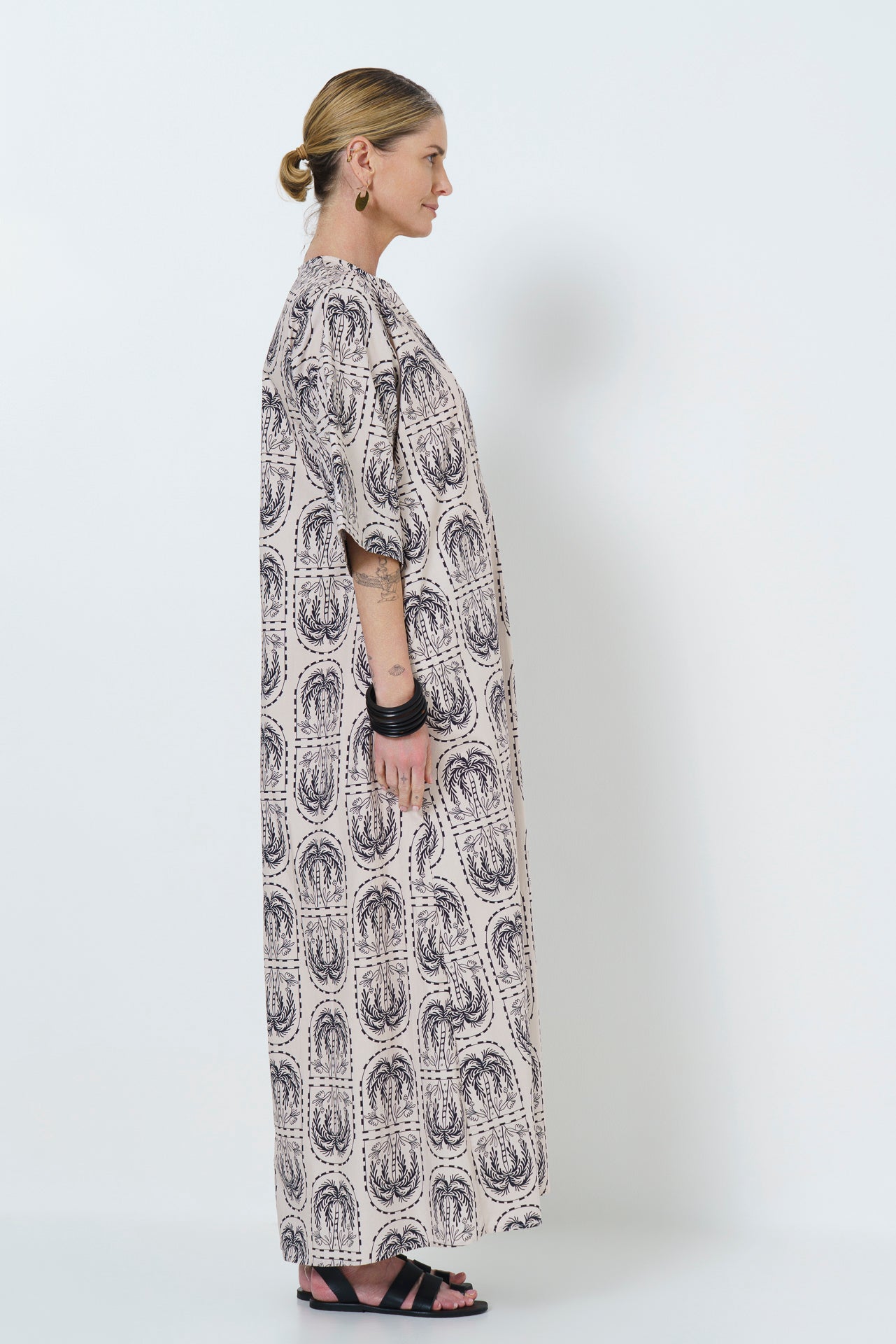 Rene Dress- Palm Print in Cotton