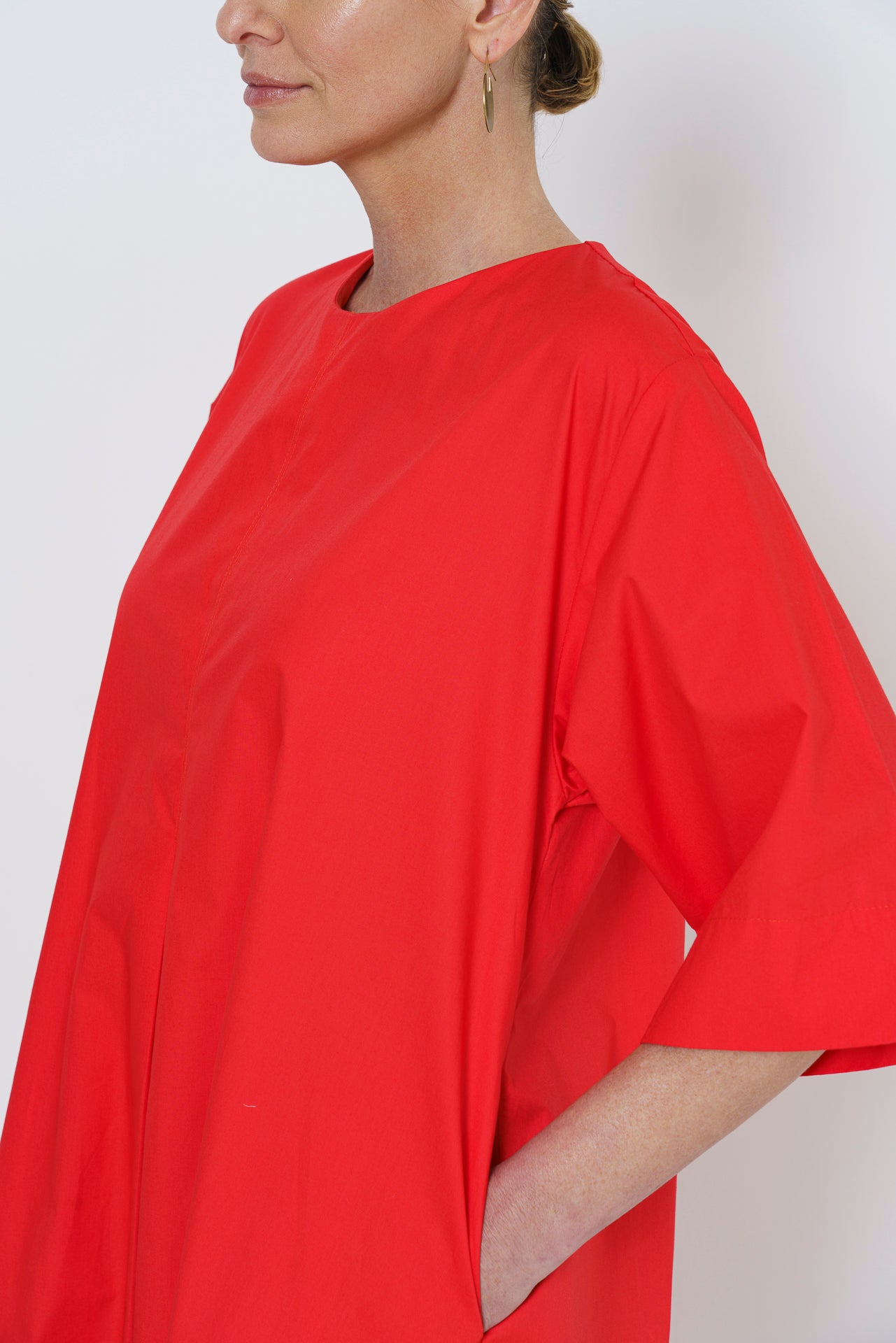 Rene Dress- Melon Red Cotton