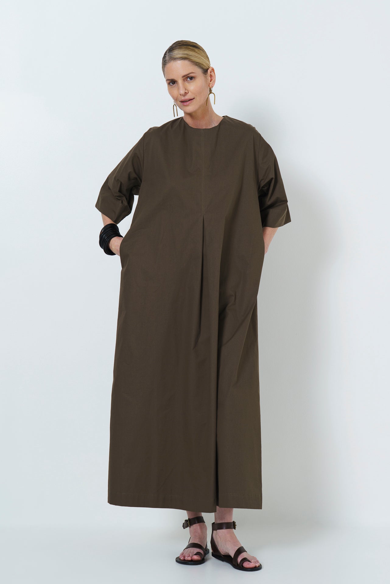 Rene Dress- Olive Cotton