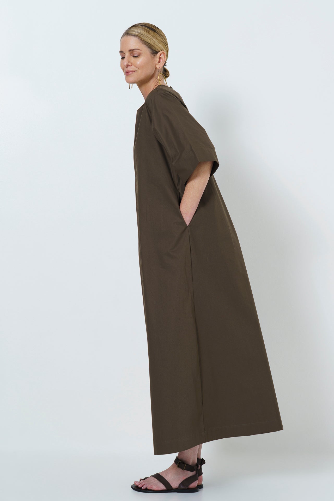 Rene Dress- Olive Cotton