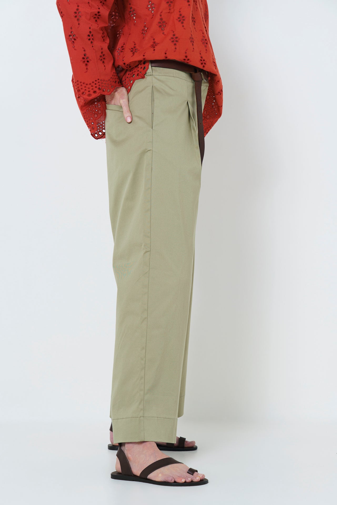 Firo Wide Leg Pants - Light Olive Sage