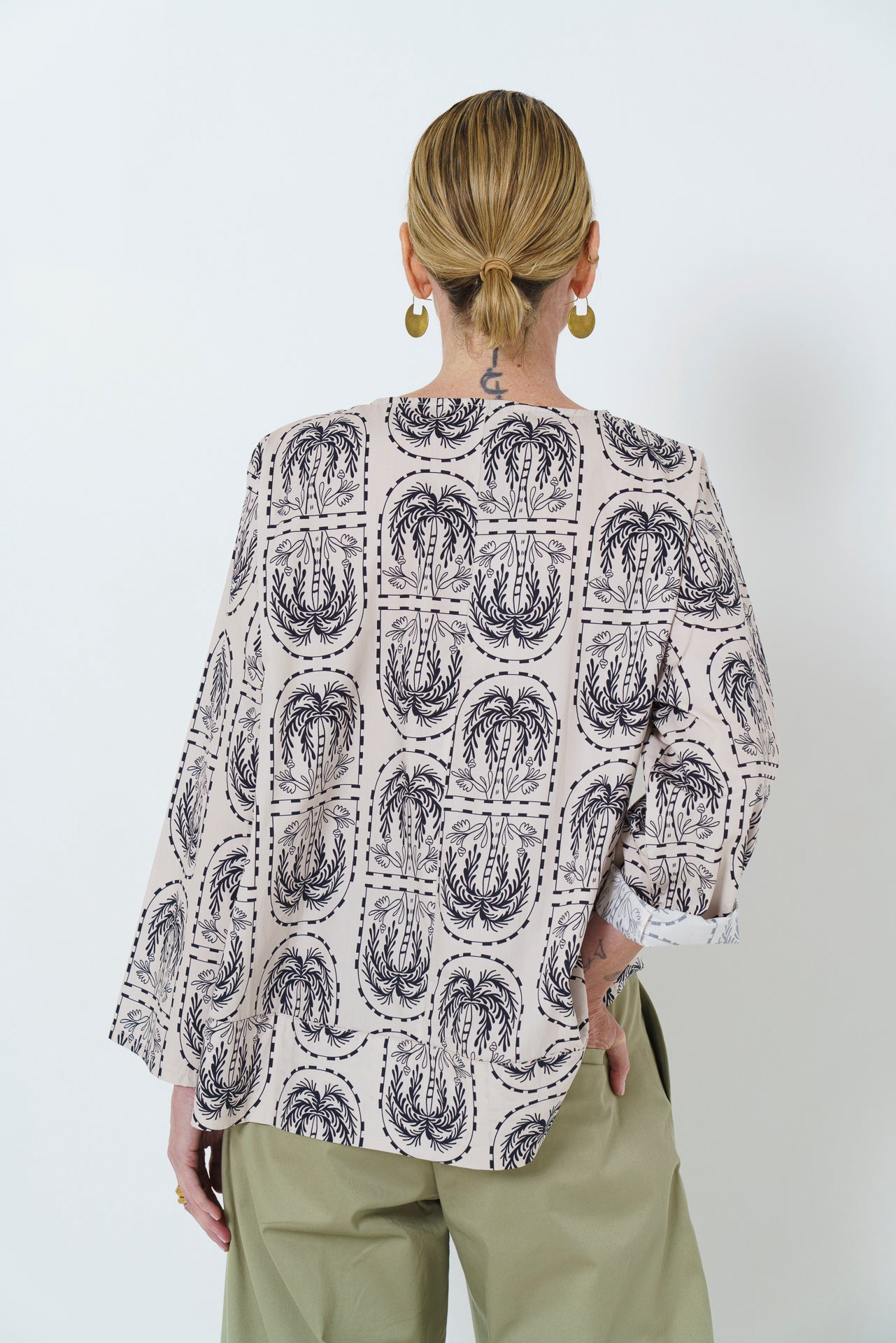 HK LONG SLEEVE TOP - PALM PRINT