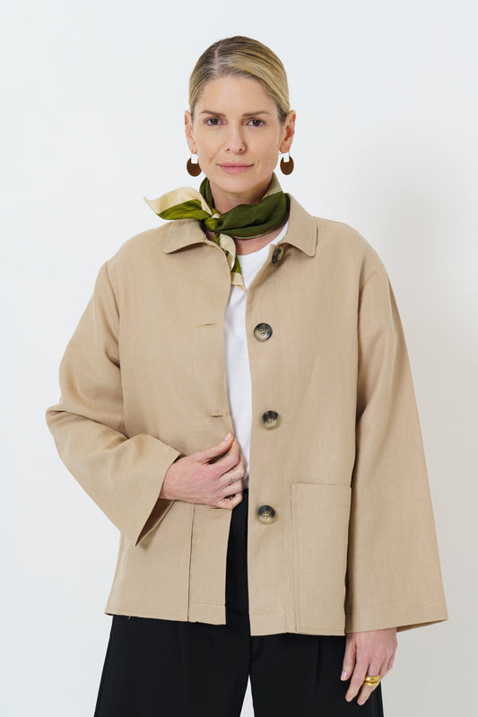 WAWA JACKET - STONE LINEN BLEND