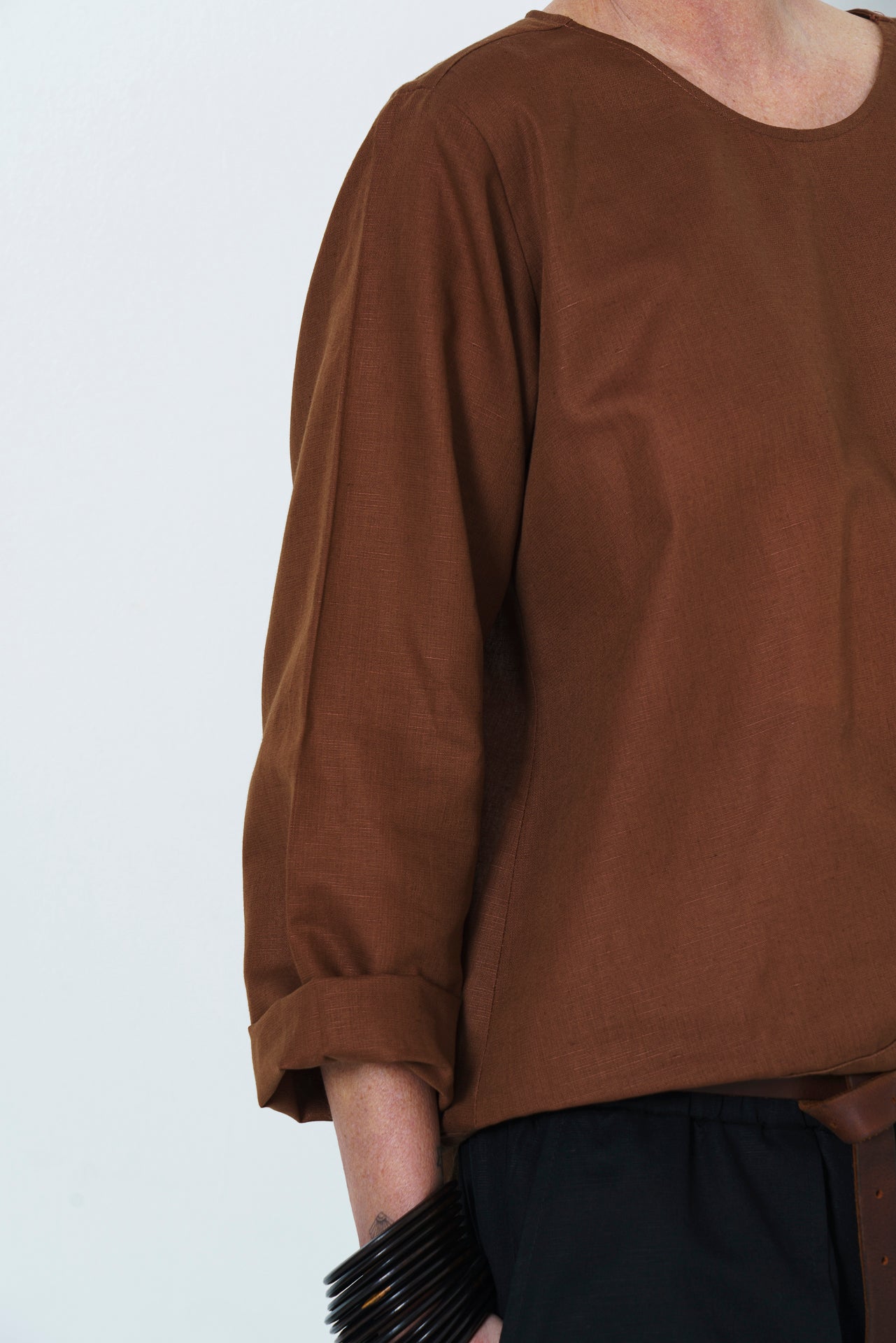 HK LONG SLEEVE TOP - COCO BROWN