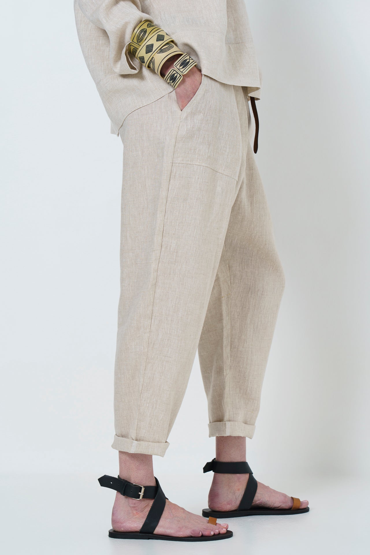Jean Slouch Pants - Natural Linen