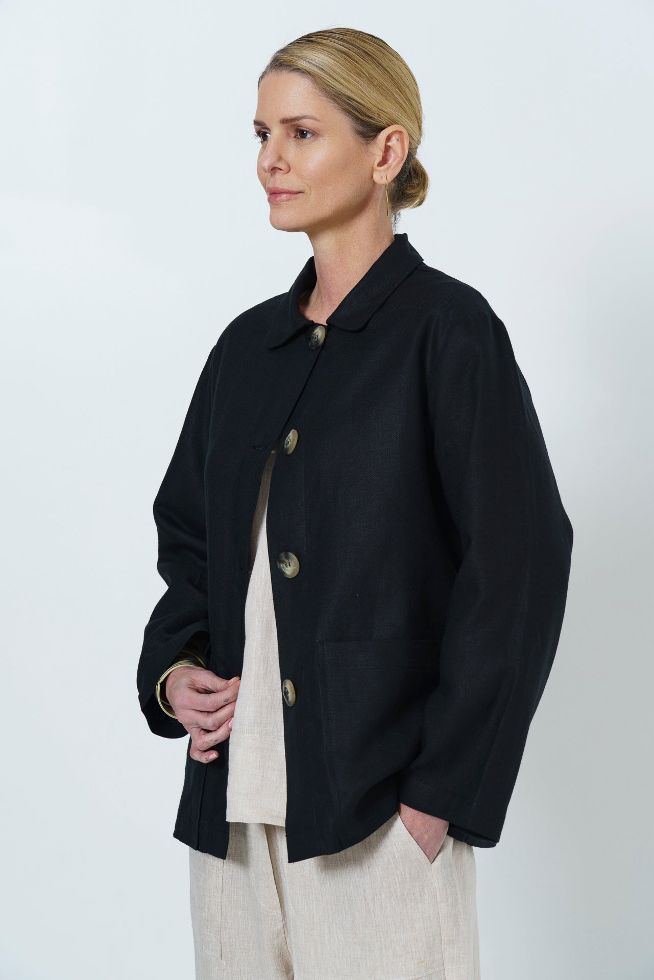 Wawa Jacket - Black Linen Blend