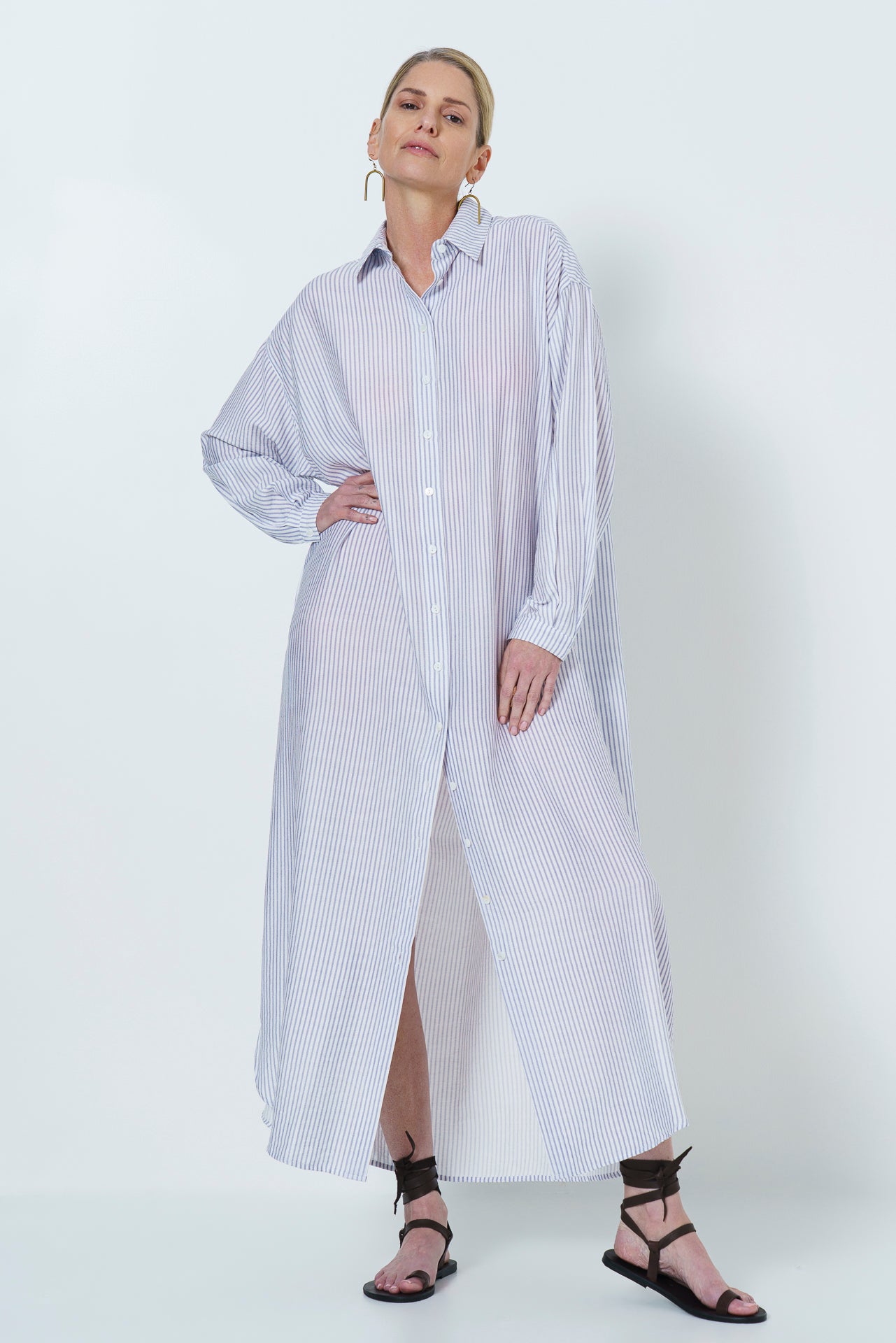 JULIETTE LONG DRESS - BLUE STRIPE