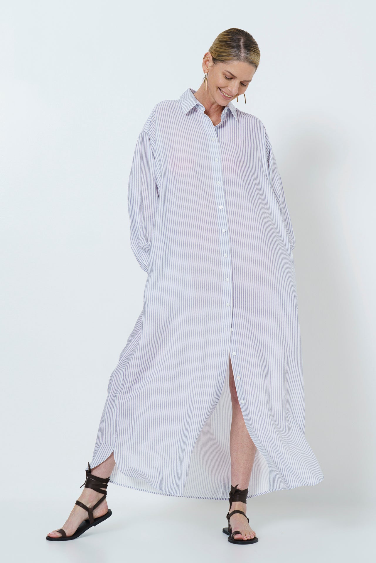 JULIETTE LONG DRESS - BLUE STRIPE