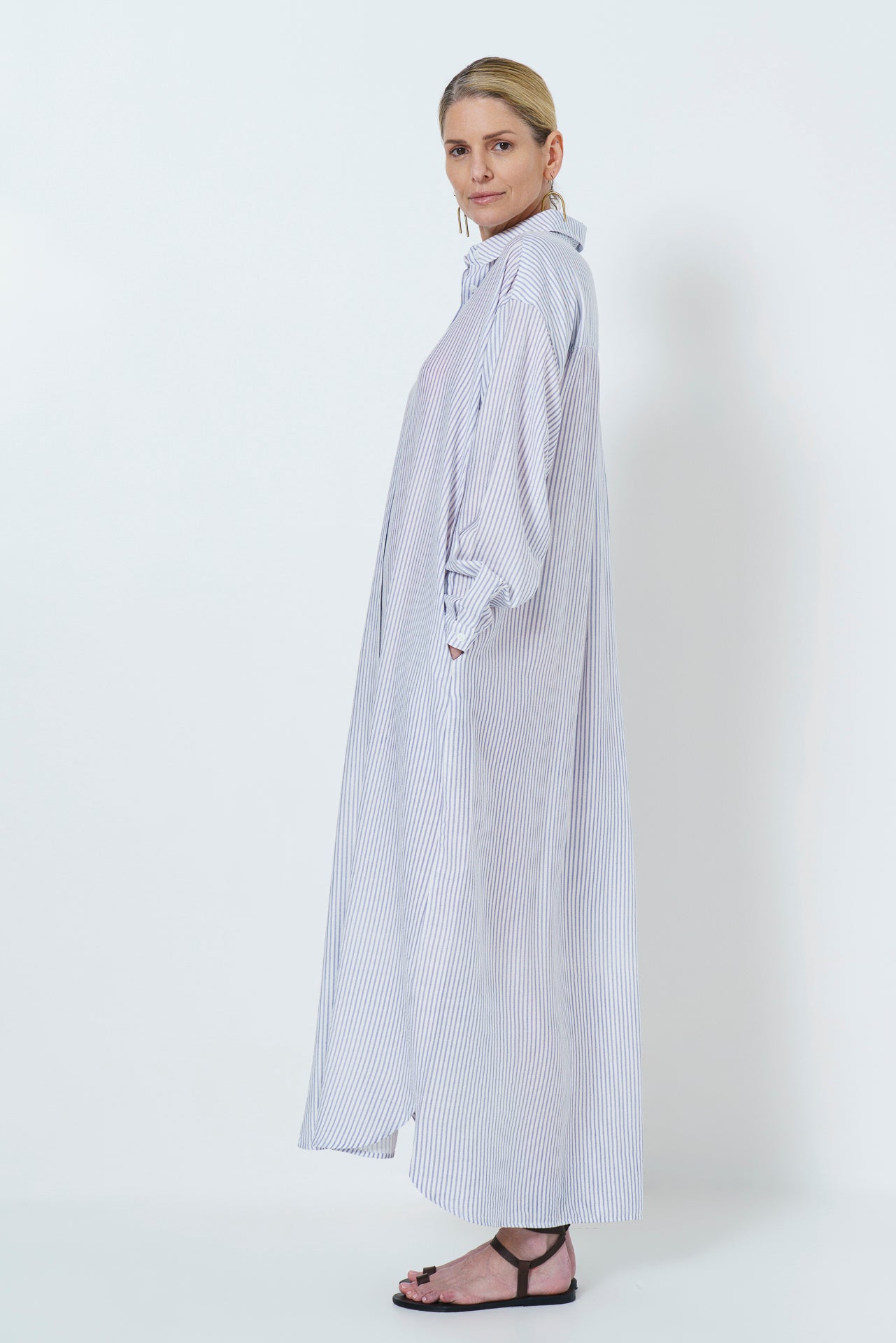 JULIETTE LONG DRESS - BLUE STRIPE