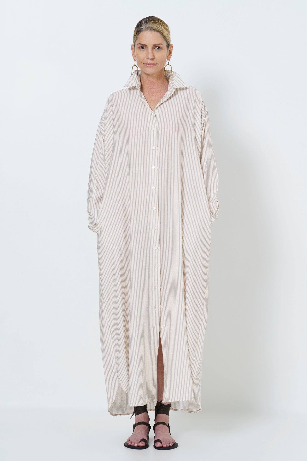 JULIETTE LONG DRESS - STONE STRIPE