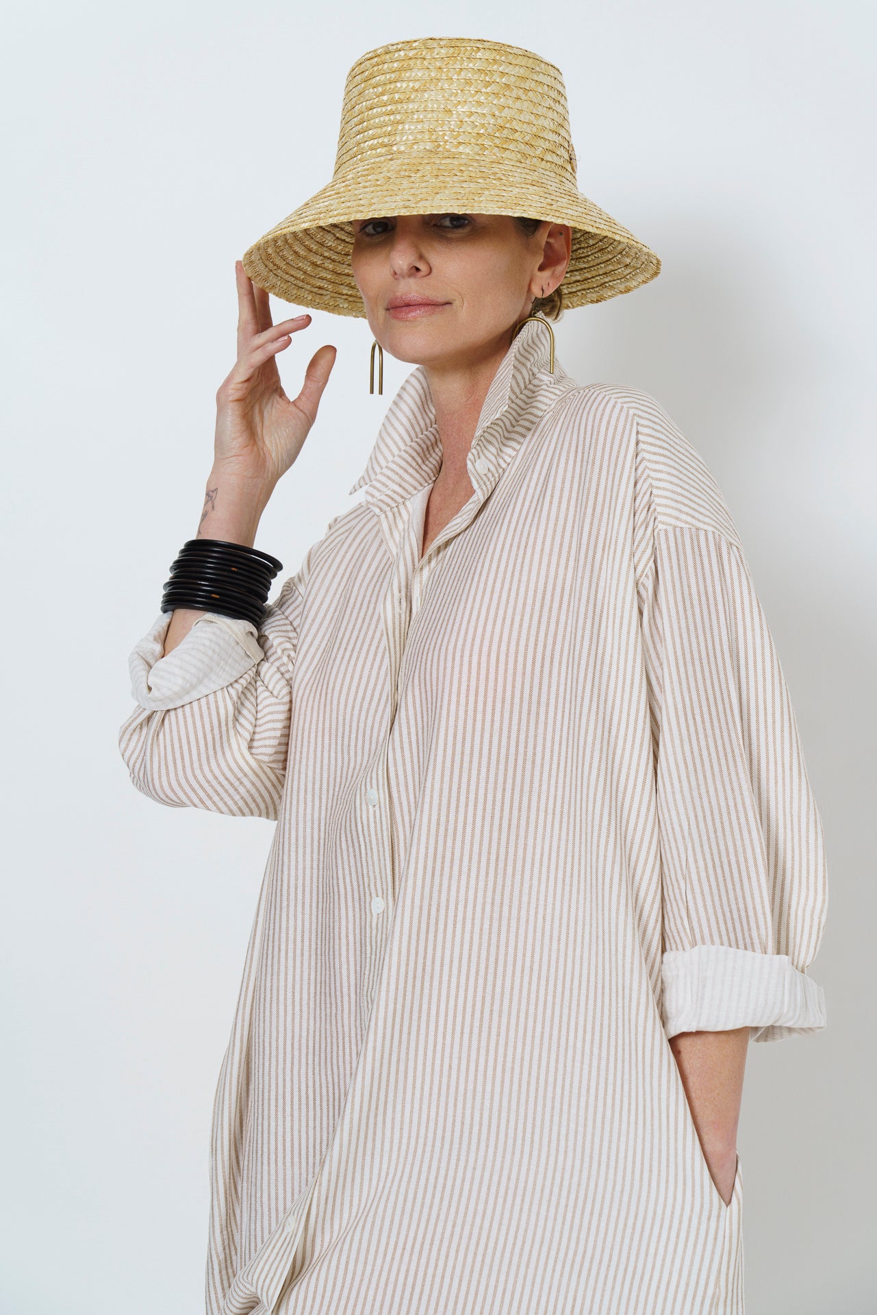 JULIETTE LONG DRESS - STONE STRIPE