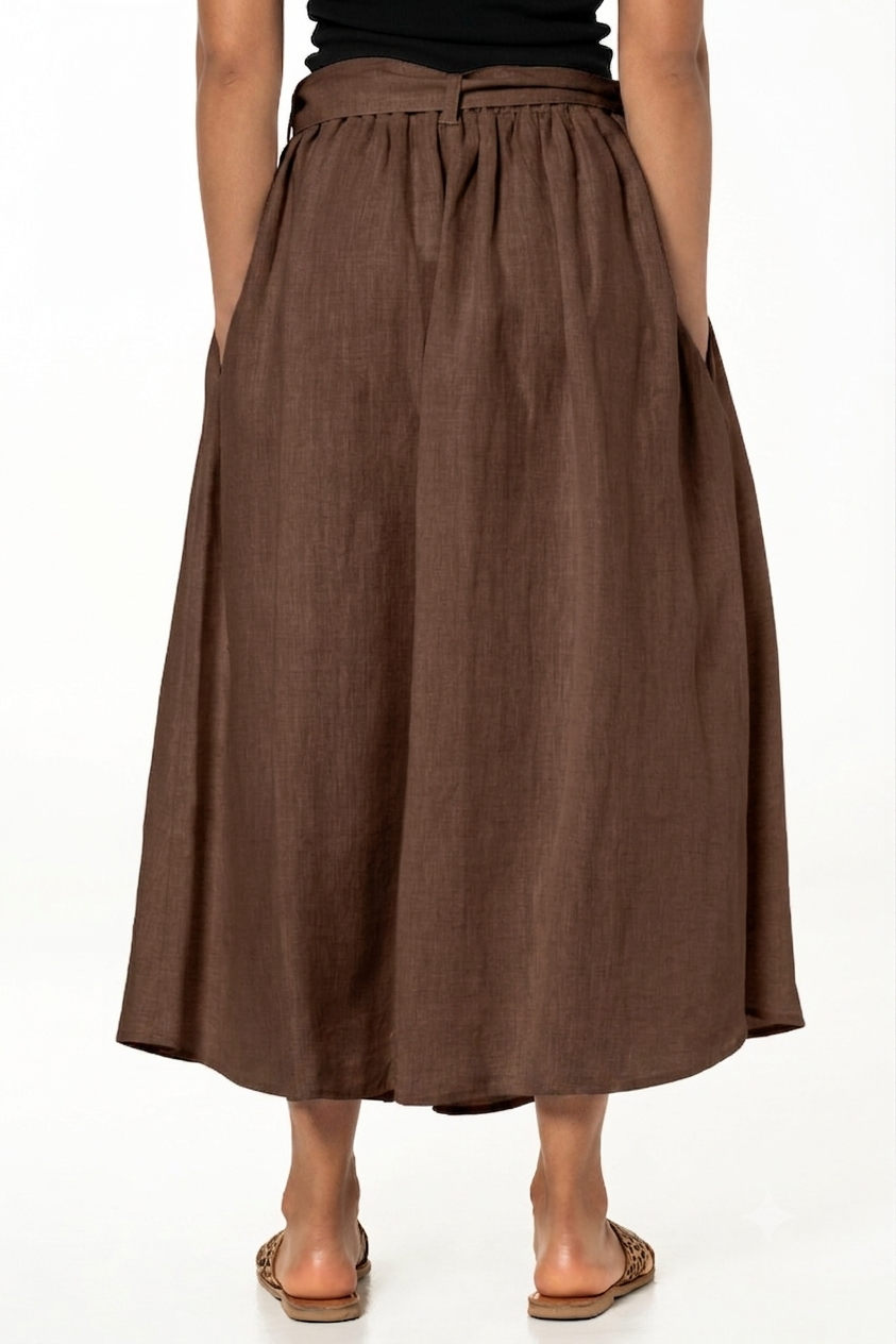 MAYA SKIRT - LINEN - DARK CHOCOLATE