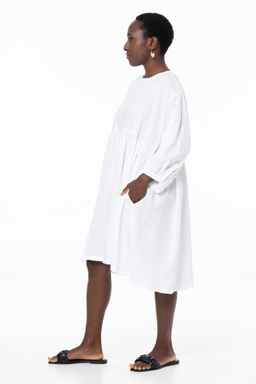 ARIA SHORT SACK - LINEN - WHITE