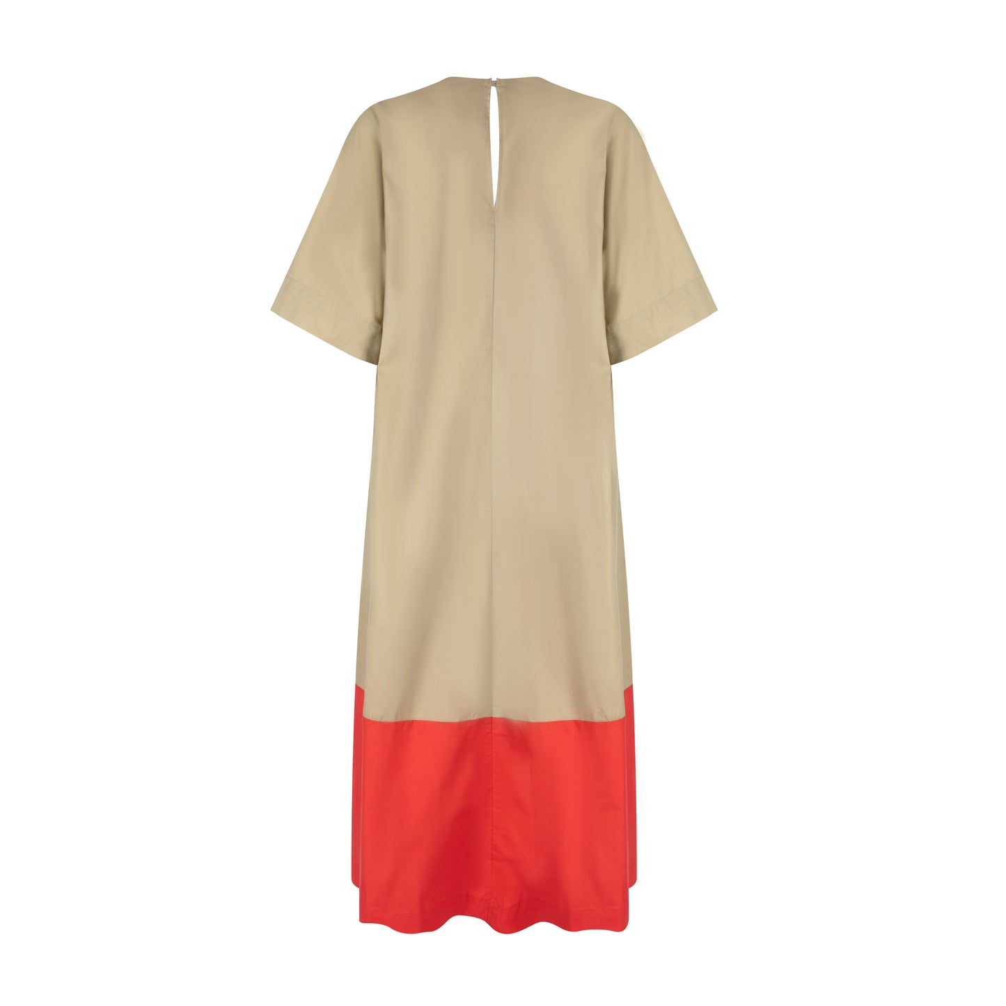 Rene Dress- Stone x Melon Red Cotton