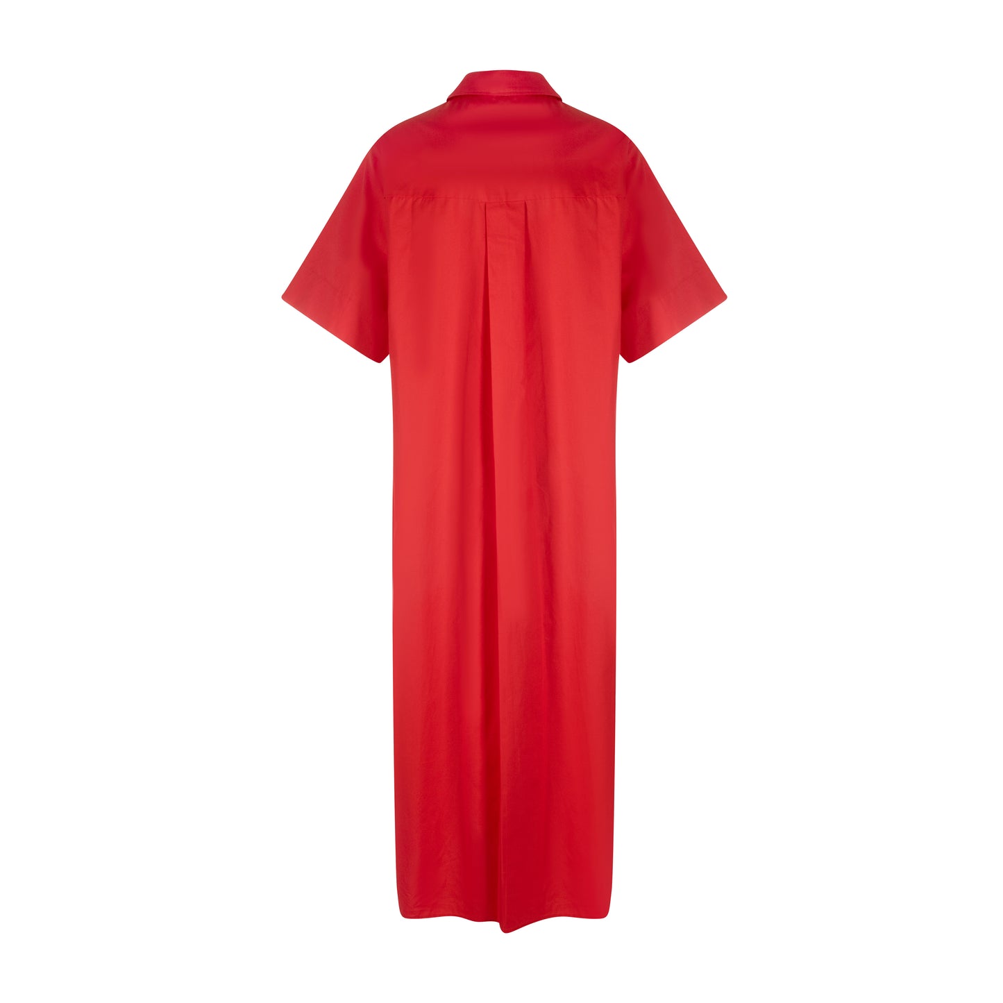 CARINE BUTTON UP DRESS- MELON RED