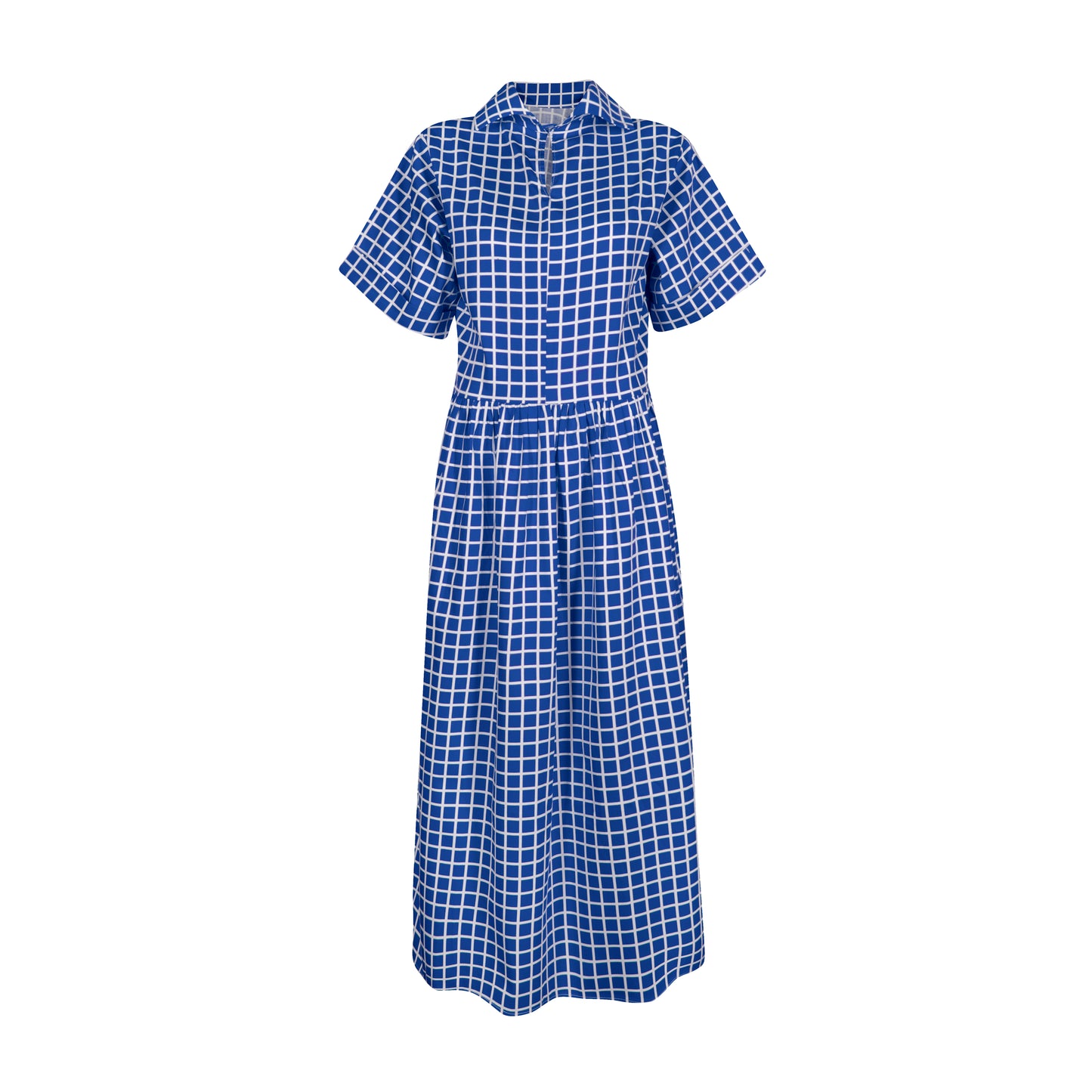 MAUD DRESS - COBALT GRID PRINT - FAULT