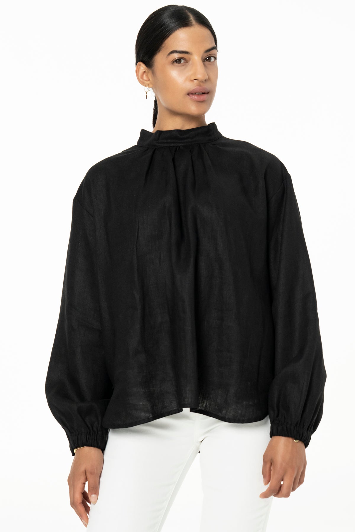 BIBI BLOUSE- LINEN - BLACK