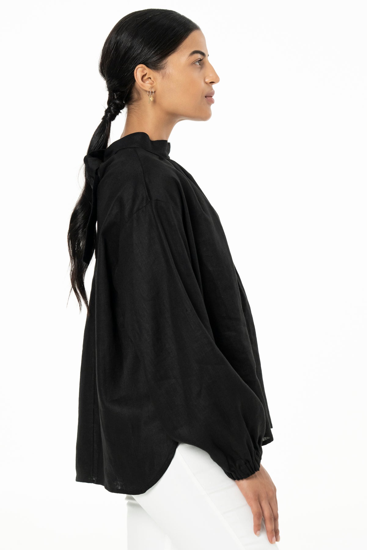 BIBI BLOUSE- LINEN - BLACK