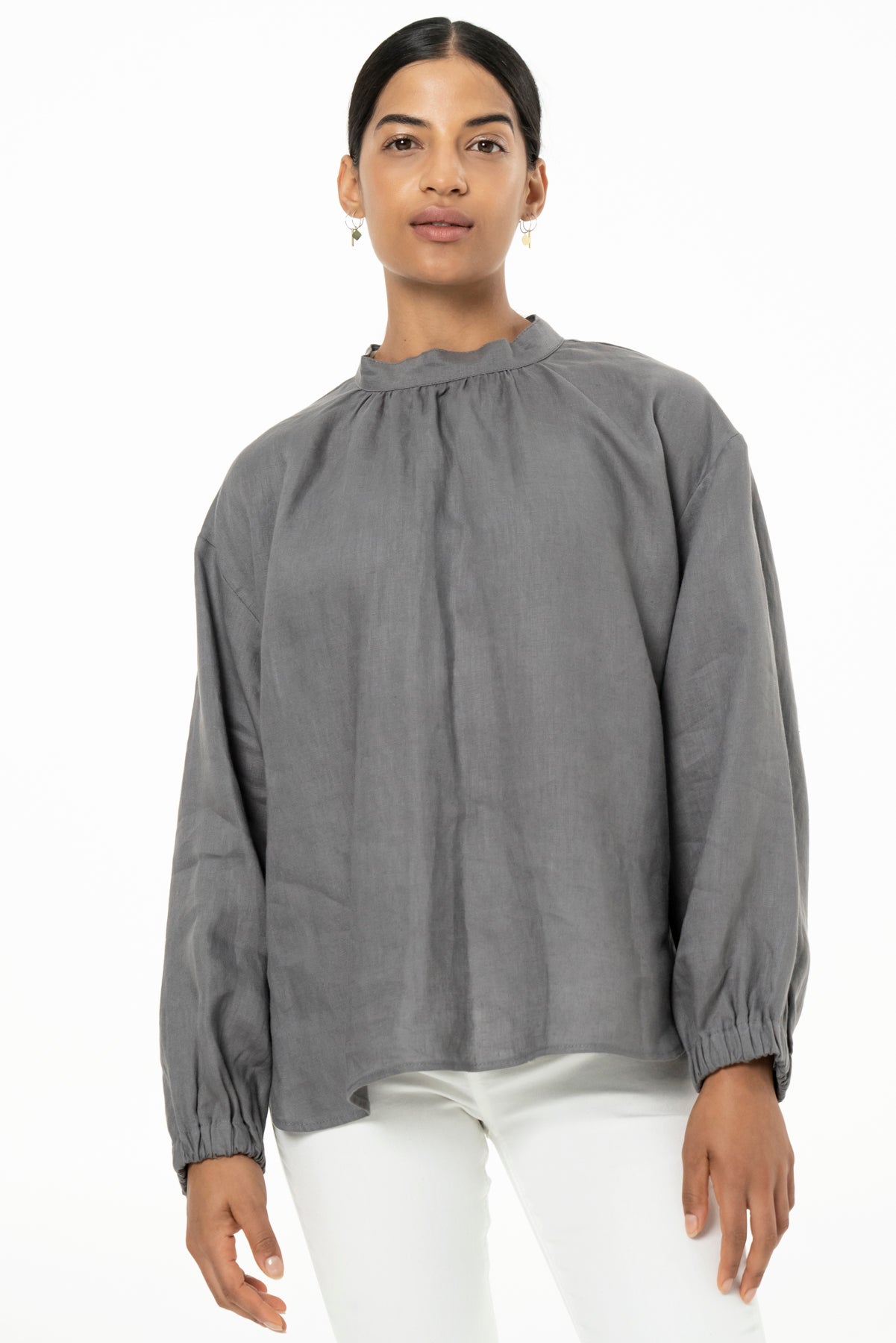 BIBI BLOUSE- LINEN -GREY