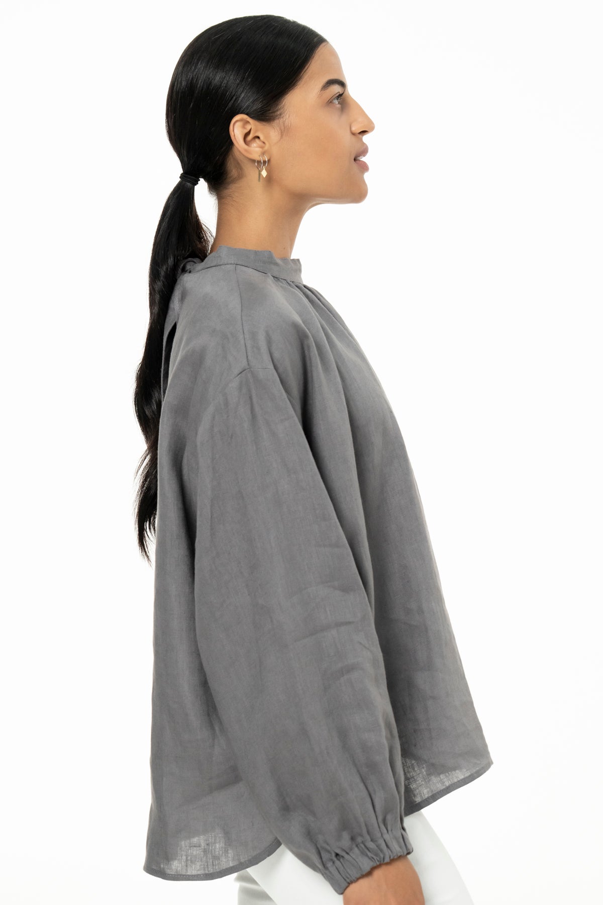 BIBI BLOUSE- LINEN -GREY