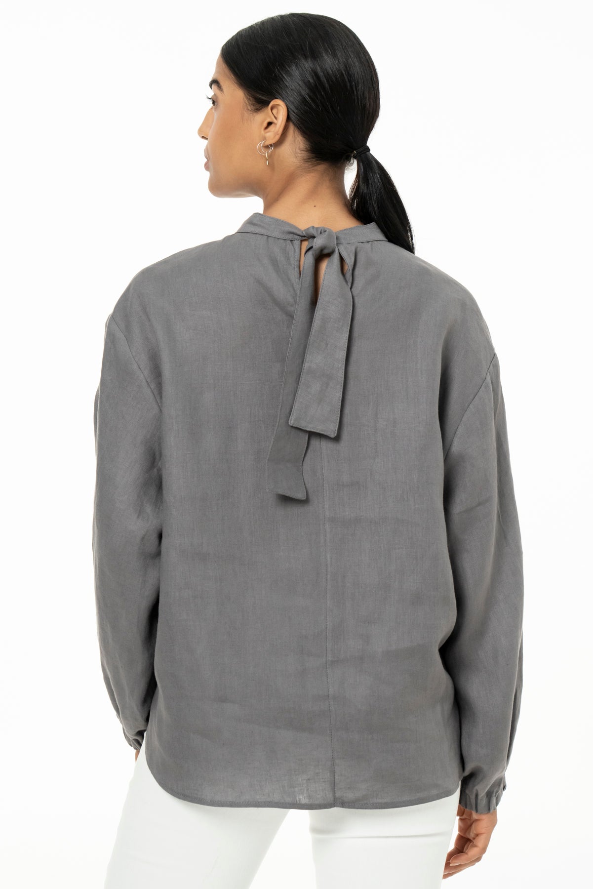 BIBI BLOUSE- LINEN -GREY