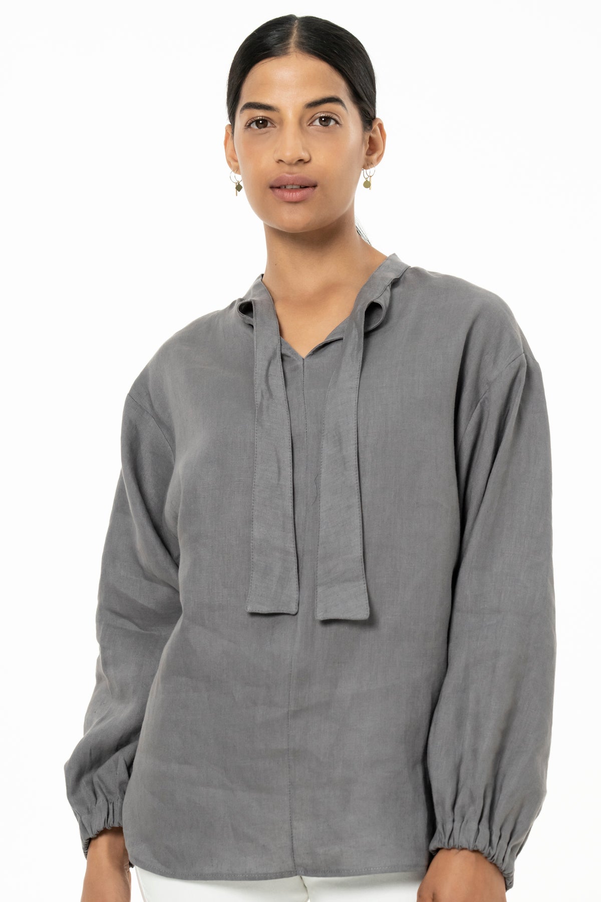 BIBI BLOUSE- LINEN -GREY