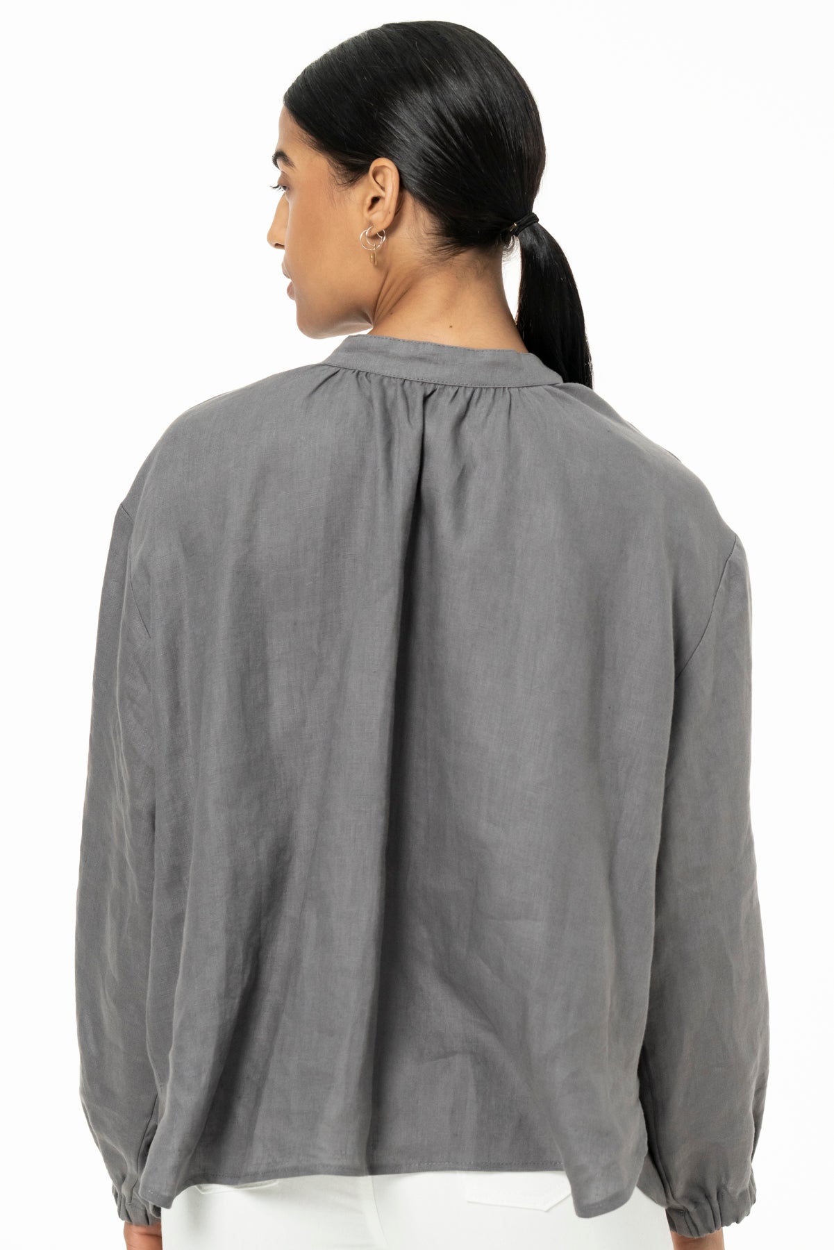 BIBI BLOUSE- LINEN -GREY