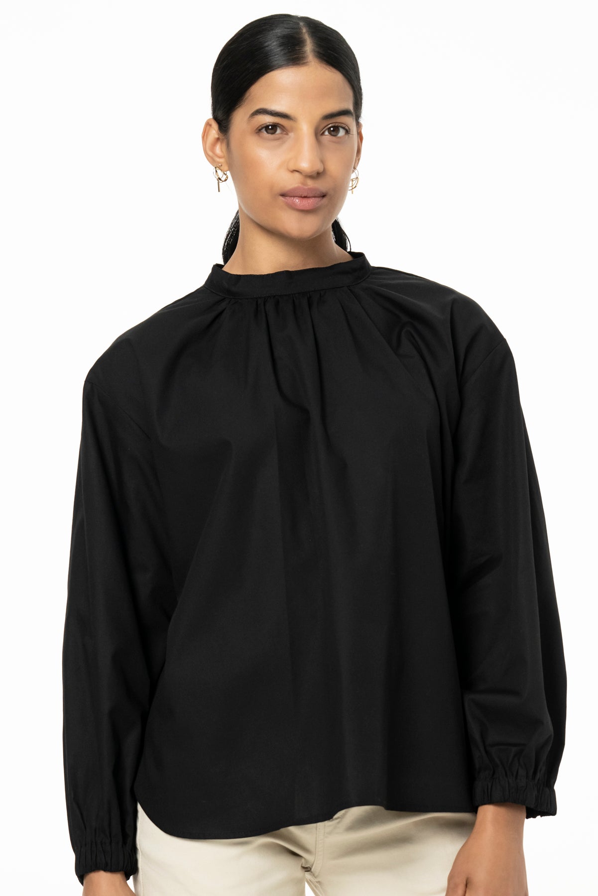 BIBI BLOUSE- COTTON POPLIN -BLACK