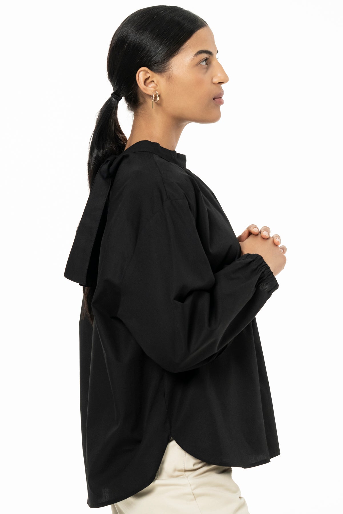 BIBI BLOUSE- COTTON POPLIN -BLACK