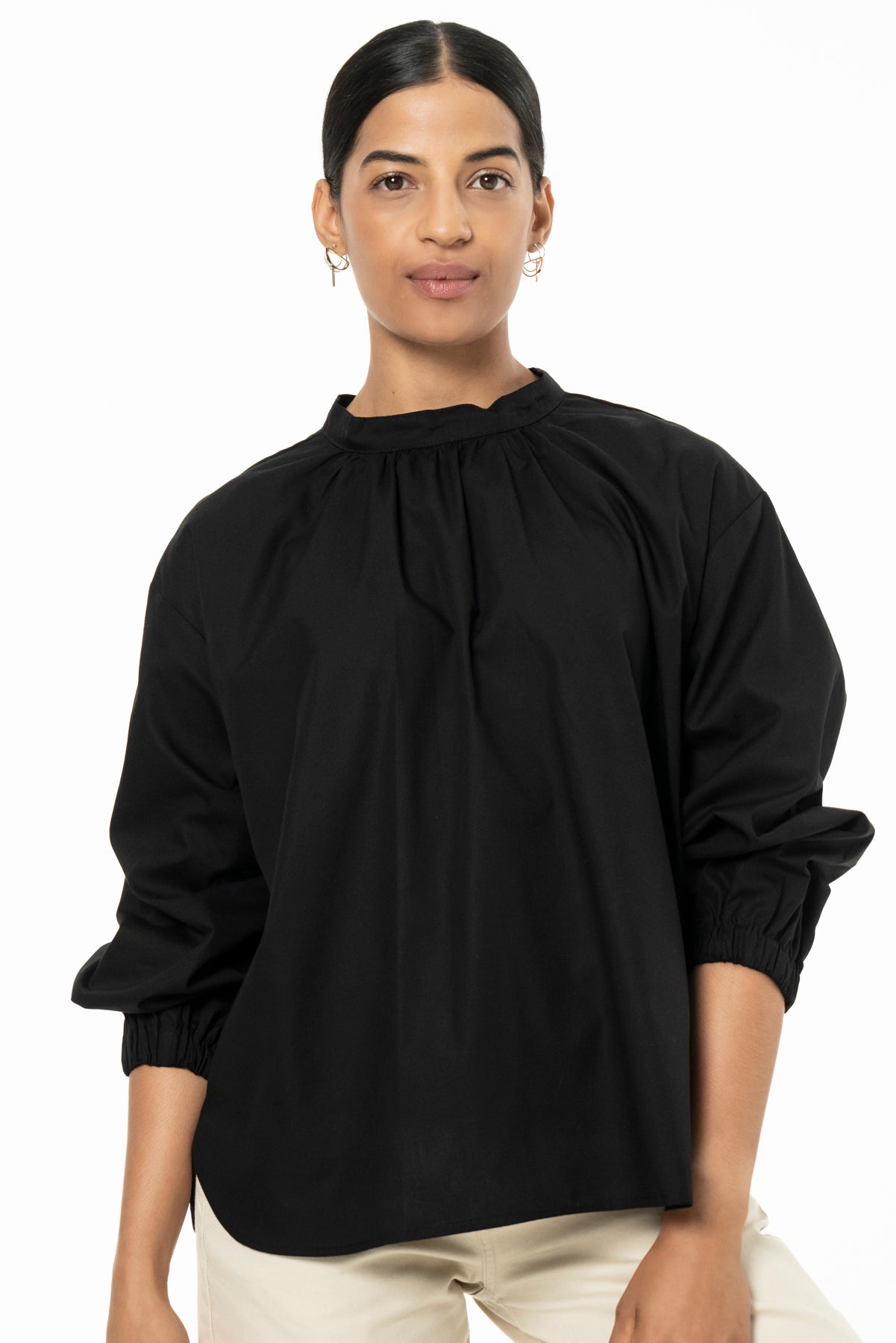 BIBI BLOUSE- COTTON POPLIN -BLACK