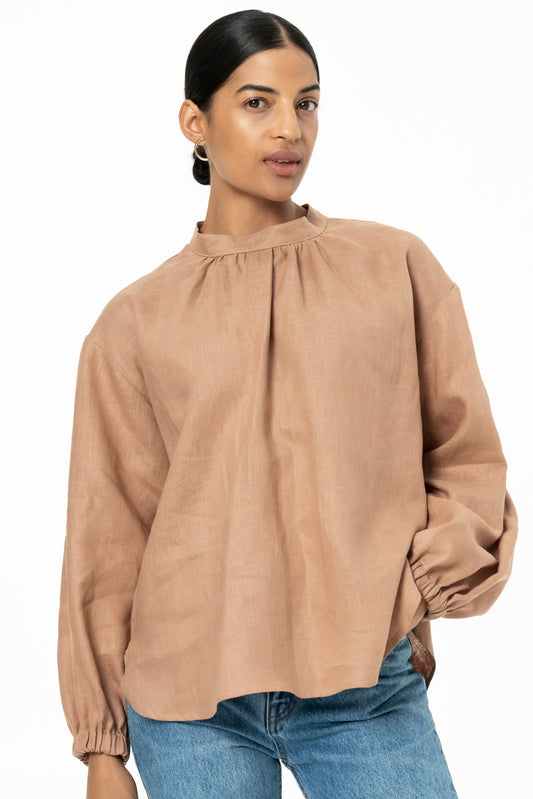 BIBI BLOUSE- LINEN - LATTE