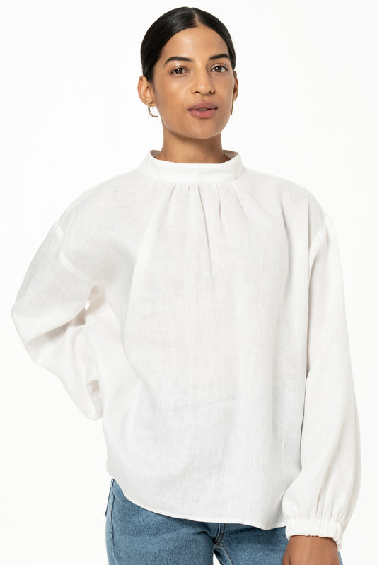 BIBI BLOUSE- LINEN - WHITE