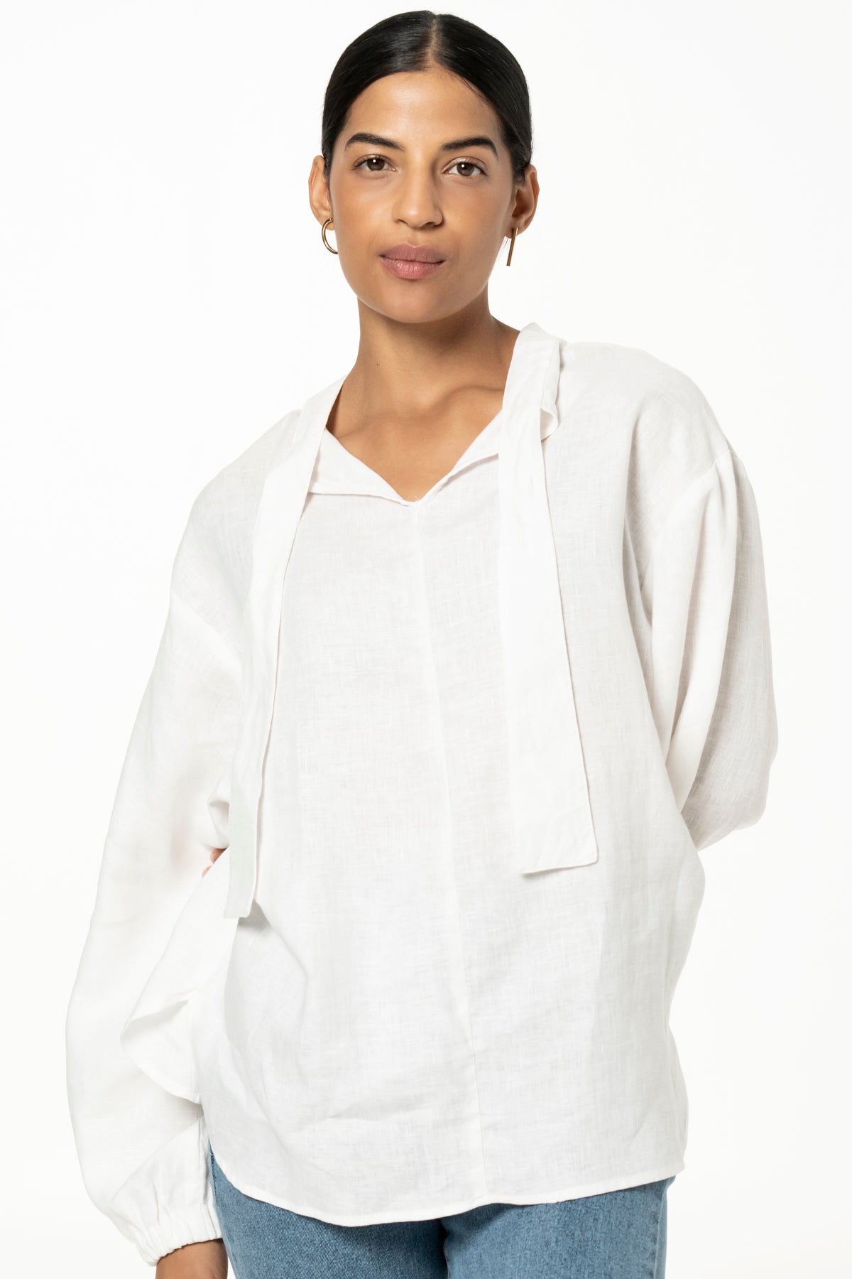 BIBI BLOUSE- LINEN - WHITE