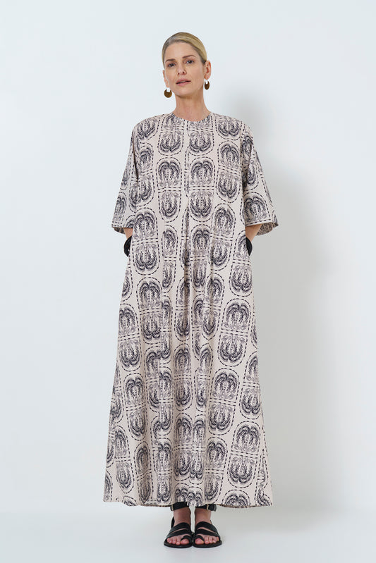 Rene Dress- Palm Print in Cotton