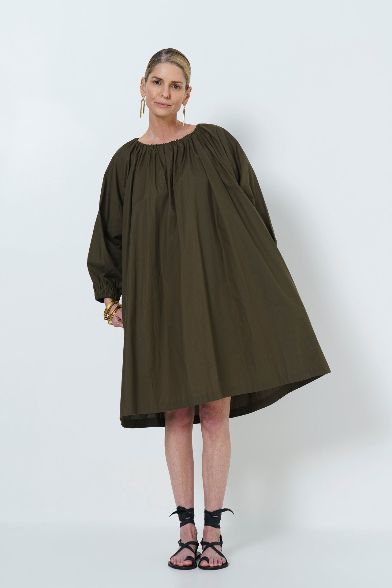 MARLEY GUAGED NECK DRESS SHORT- COTTON