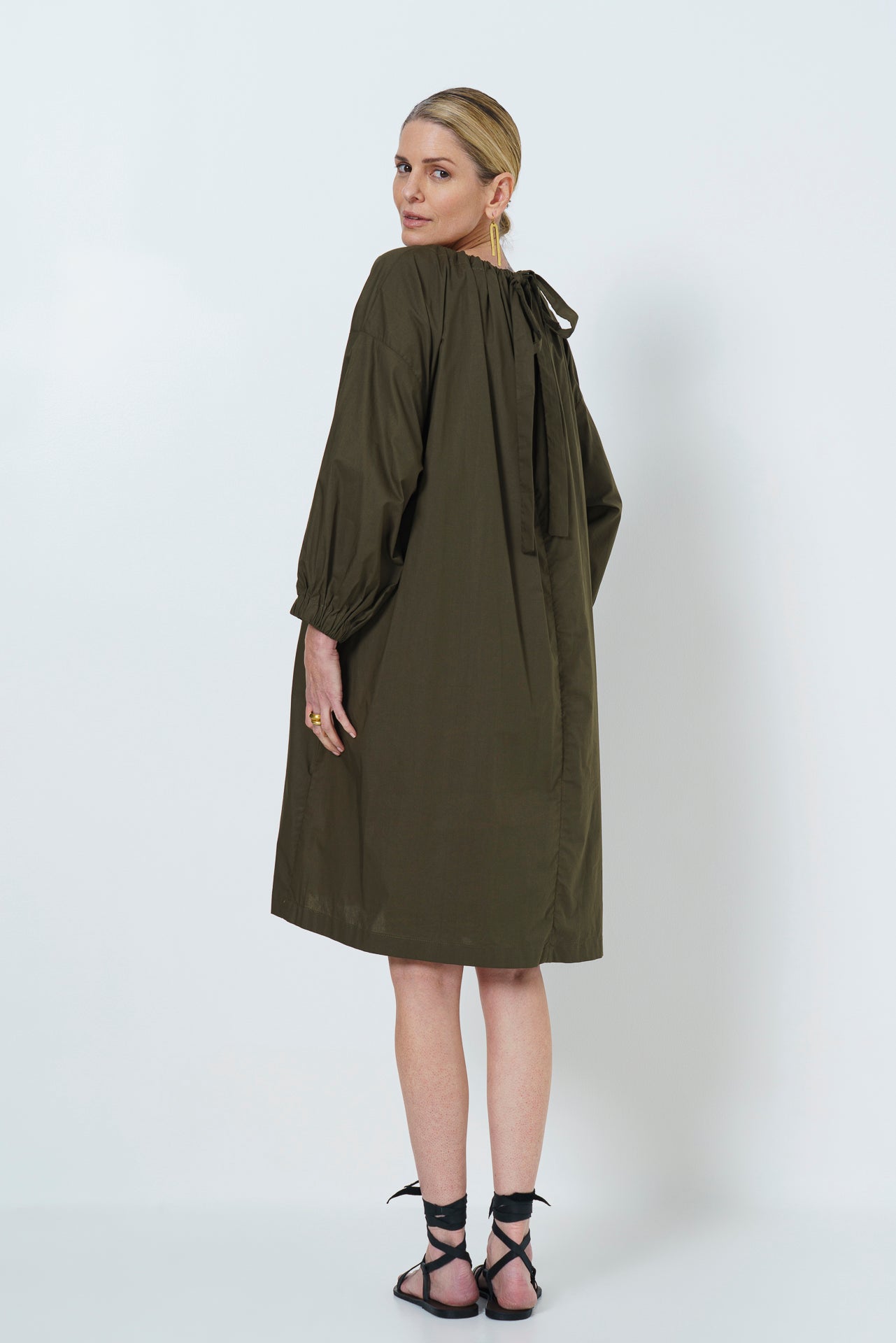 MARLEY GUAGED NECK DRESS SHORT- COTTON