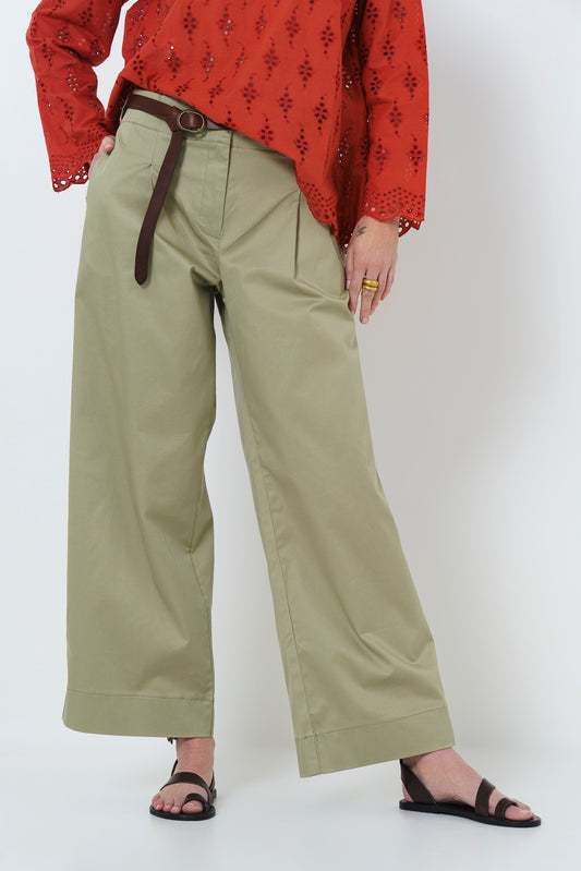Firo Wide Leg Pants - Light Olive Sage