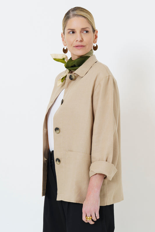 WAWA JACKET - STONE LINEN BLEND