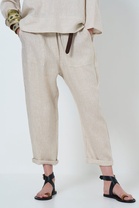 Jean Slouch Pants - Natural Linen